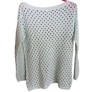 BCBGeneration seafoam green perforated boatneck sweater size XS/S